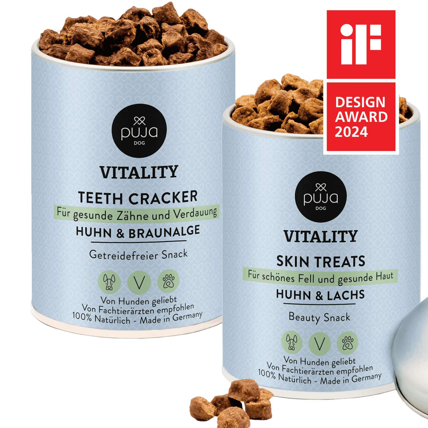 Doppelt fit mit Vitality Teeth + Vitality Skin für Hunde - gesunde Zähne und glänzendes Fell 2x150g